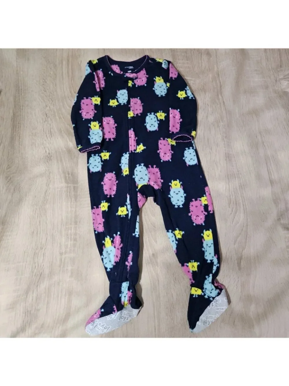 Lot Of 3 Fleece Footed Pajamas Pjs Girls Size 18 Months Carters Cozy Pig Love
